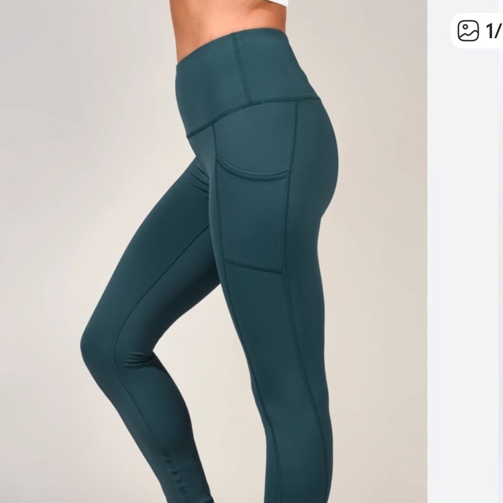 90 Degree By Reflex Sea Green Leggings sz Large - Picture 2 of 5